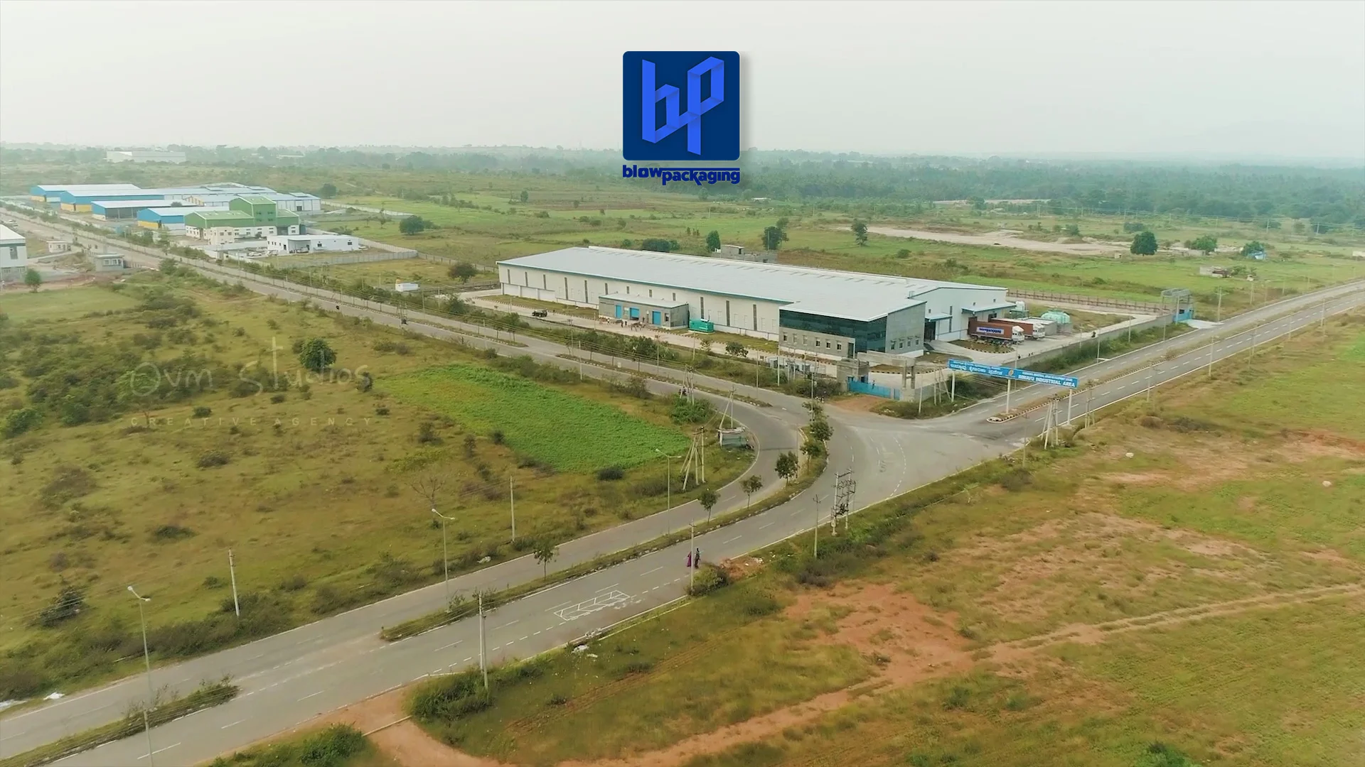 Aerial view of Blow Packaging India's modern manufacturing facility, showcasing their commitment to sustainable packaging solutions in their Corporate company business video. #BlowPackaging #Manufacturing #Sustainability