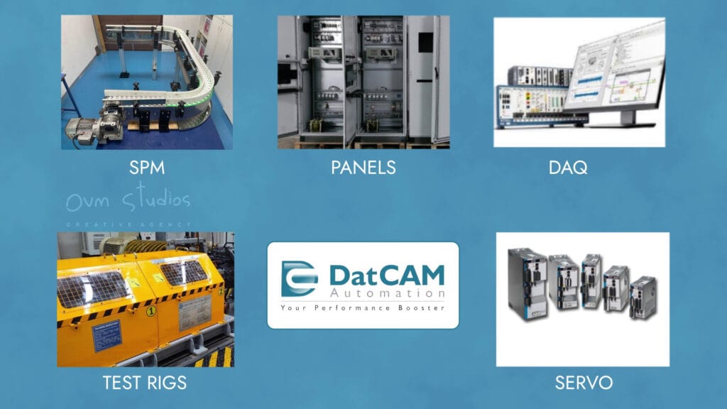 DatCAM Automation product offerings: SPM, Panels, DAQ, Servo, and Test Rigs